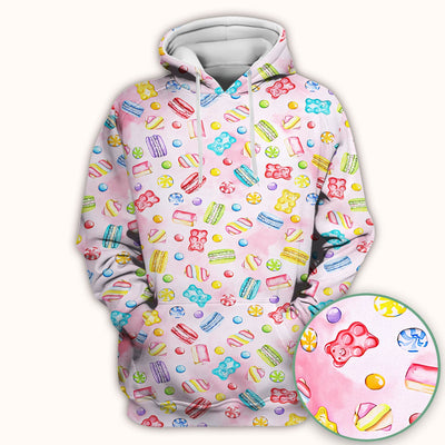Cute Candy and Macaron Pattern Medical Scrub Top, Comfortable Scrubs for Nurses