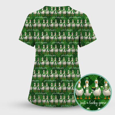 Lucky Goose St Patrick Green Argyle Print Scrub, Comfortable Scrubs for Nurses