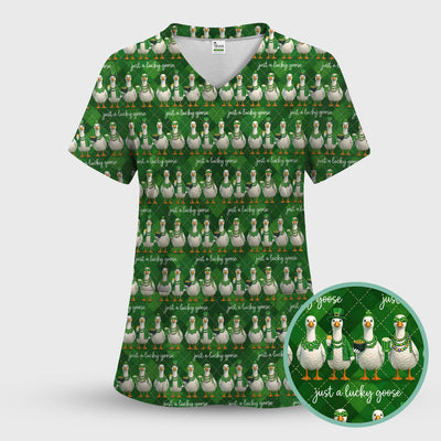 Lucky Goose St Patrick Green Argyle Print Scrub, Comfortable Scrubs for Nurses