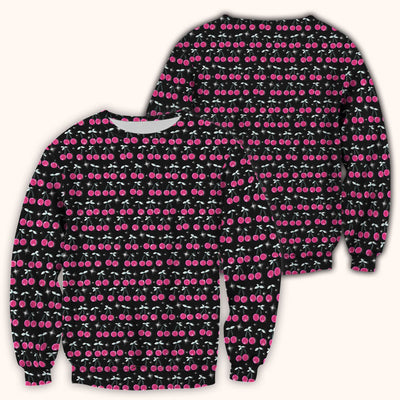 Pink Cherry Sparkle Print Scrub Top, Comfortable Scrubs for Nurses
