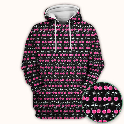 Pink Cherry Sparkle Print Scrub Top, Comfortable Scrubs for Nurses