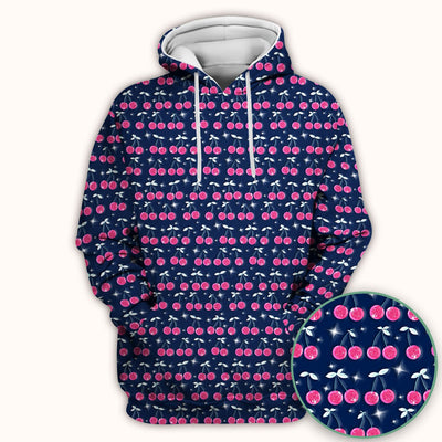Pink Cherry Sparkle Print Scrub Top, Comfortable Scrubs for Nurses