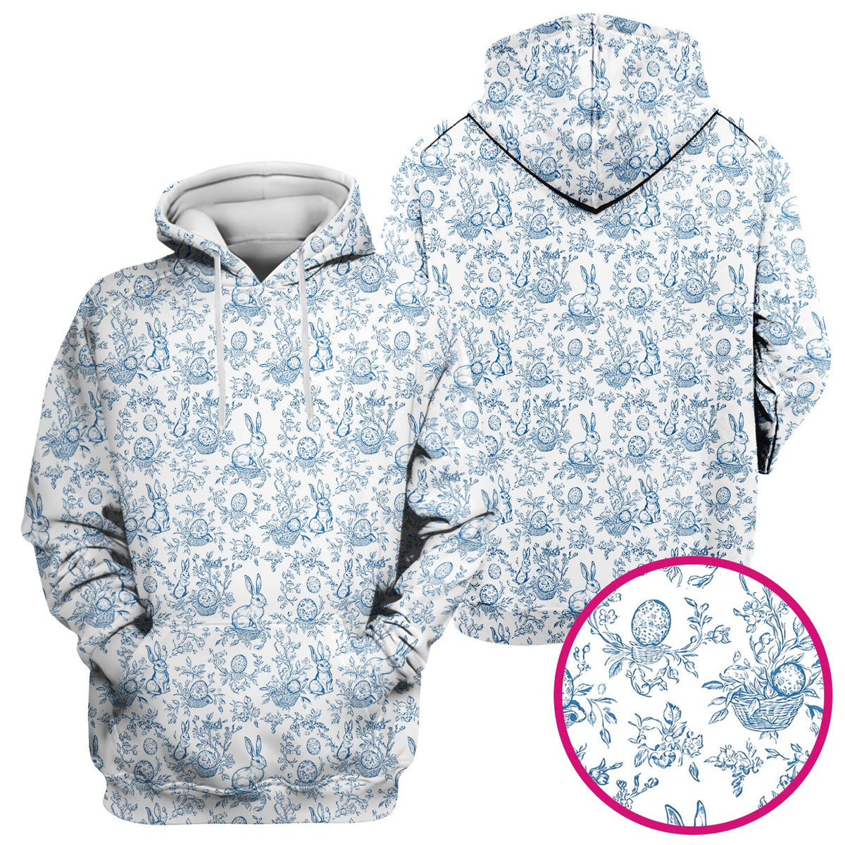 Easter Bunny Floral Egg Toile Pattern Design Print Scrub Top , Comfortable Scrubs for Nurses