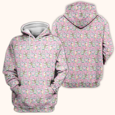 Cute Easter Bunny Coffee Cup Pattern Scrub Top, Comfortable Scrubs for Nurses