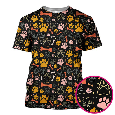 Cute Paw Print Dog Pattern Scrub Top, Comfortable Scrubs for Nurses