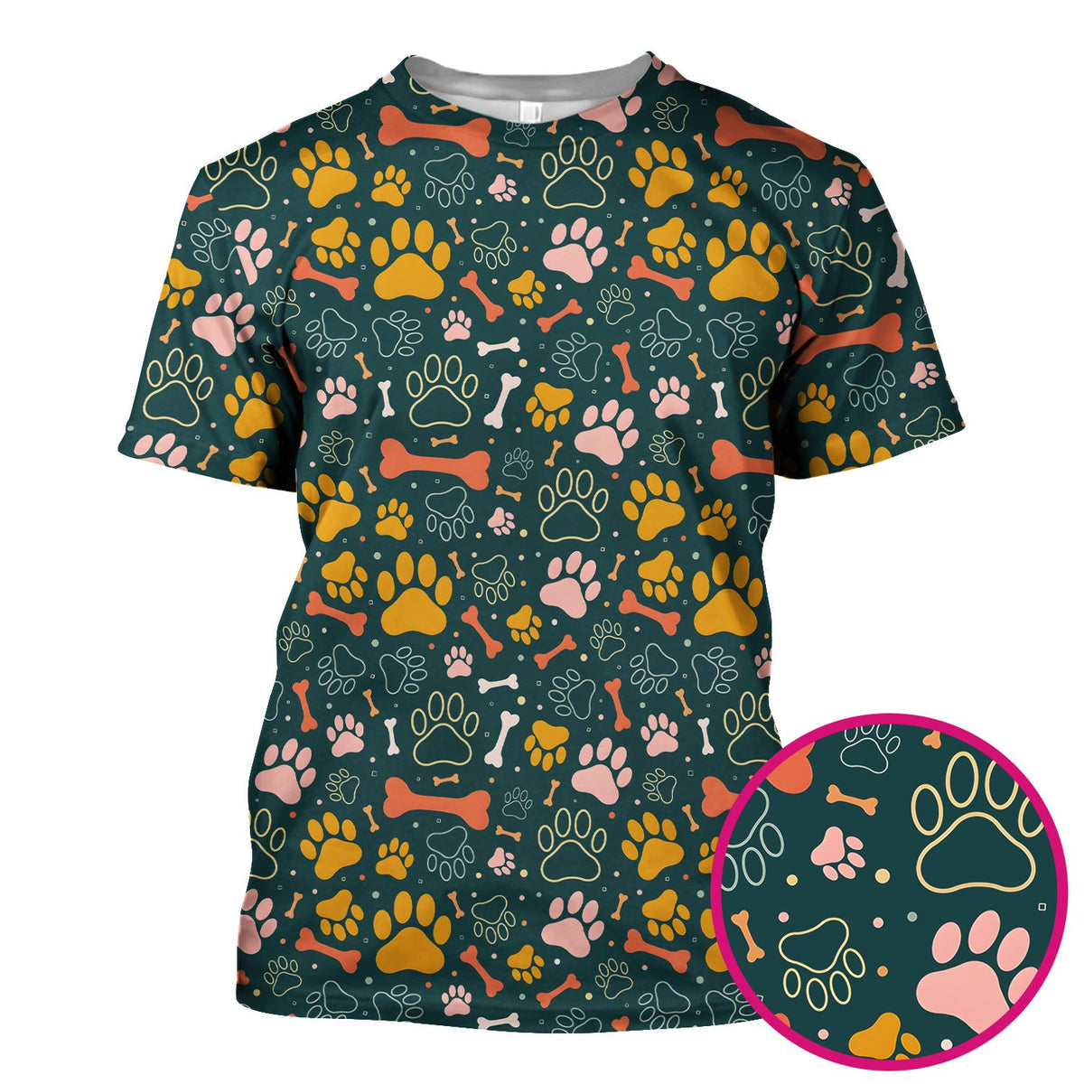 Cute Paw Print Dog Pattern Scrub Top, Comfortable Scrubs for Nurses