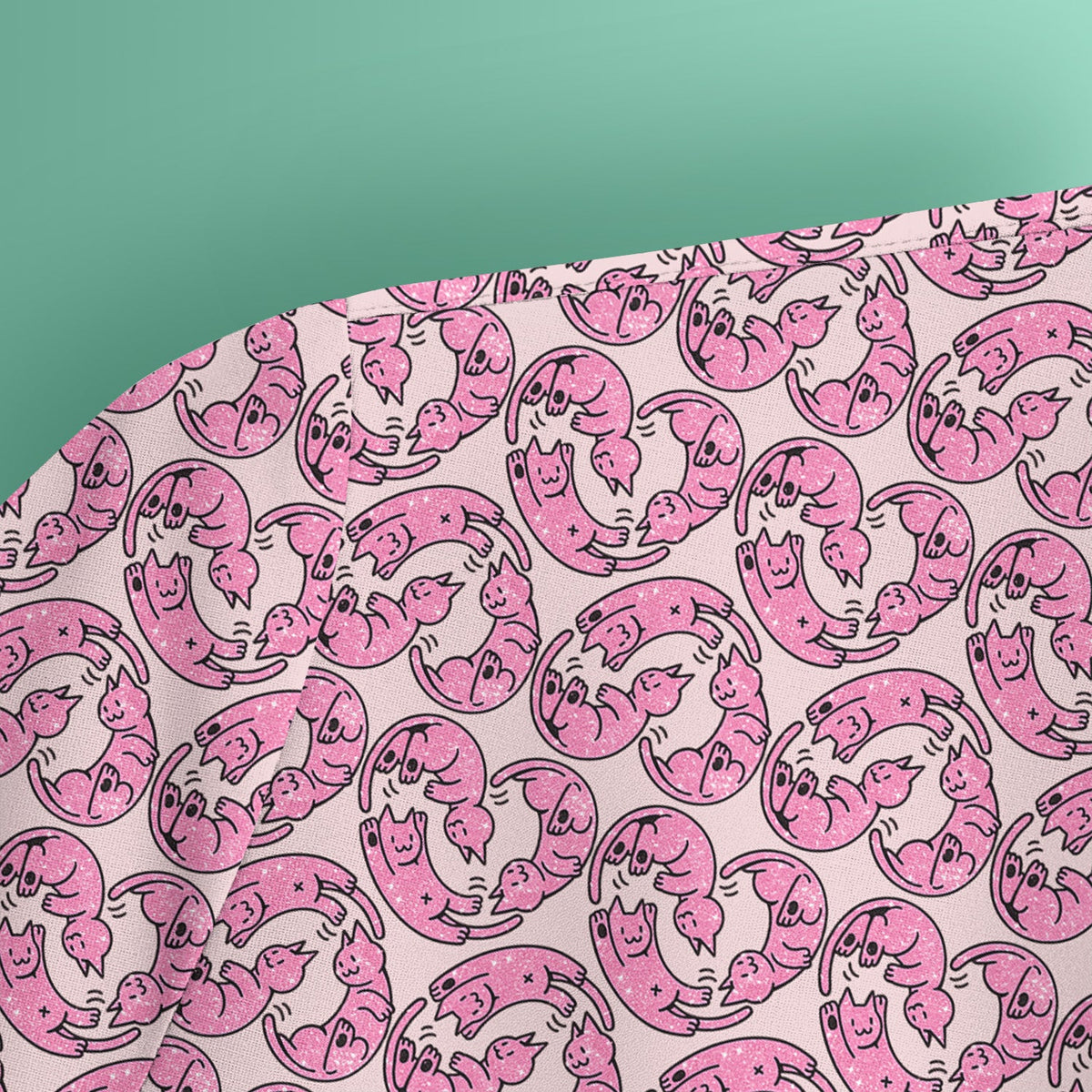 Cute Pink Cat Cartoon Pattern Scrub Top, Comfortable Scrubs for Nurses