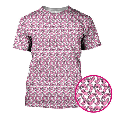 Cute Pink Cat Cartoon Pattern Scrub Top, Comfortable Scrubs for Nurses