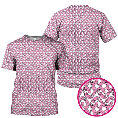 Cute Pink Cat Cartoon Pattern Scrub Top, Comfortable Scrubs for Nurses
