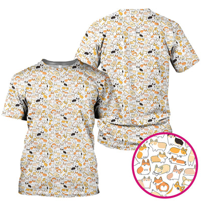 Cute Corgi Dog All Over Print Scrub Top, Comfortable Scrubs for Nurses