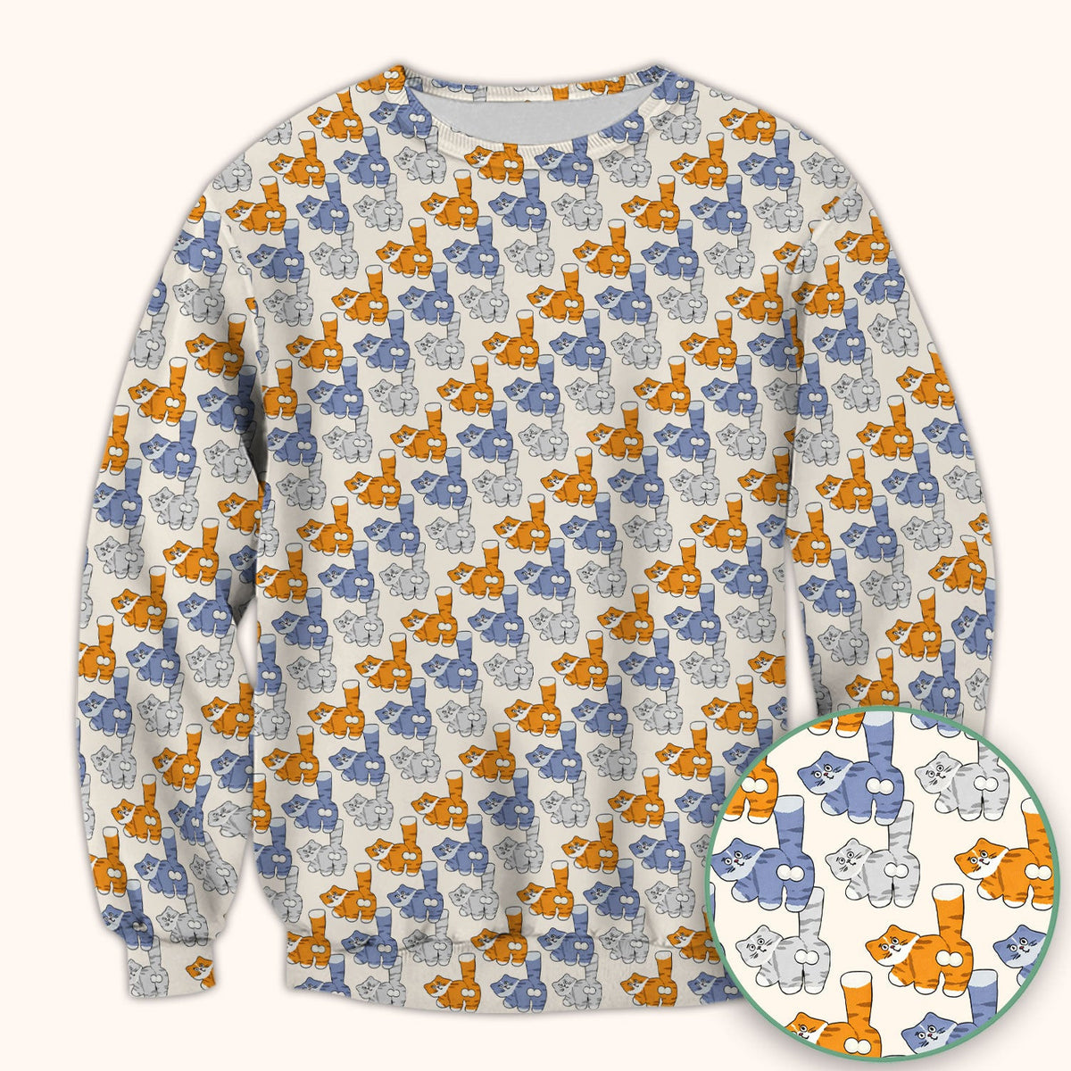 Cute Cartoon Cat Pattern Scrub Top for Nurses, Comfortable Scrubs for Nurses