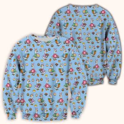 Cute Easter Goose Pattern Scrub Top, Breathable Fabrics Nursing Uniform