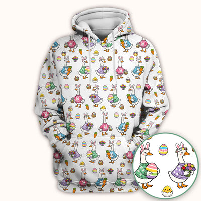 Cute Easter Goose Pattern Scrub Top, Breathable Fabrics Nursing Uniform
