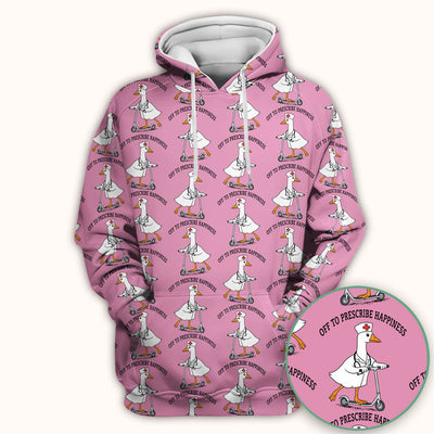 Nurse Goose Scooter Print Scrub Top, Breathable Fabrics Nursing Uniform