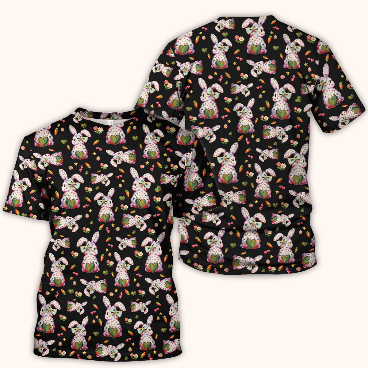 Cute Pastel Bunny Easter Pattern Scrub Top, Comfortable Scrubs for Nurses