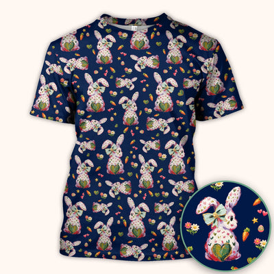 Cute Pastel Bunny Easter Pattern Scrub Top, Comfortable Scrubs for Nurses