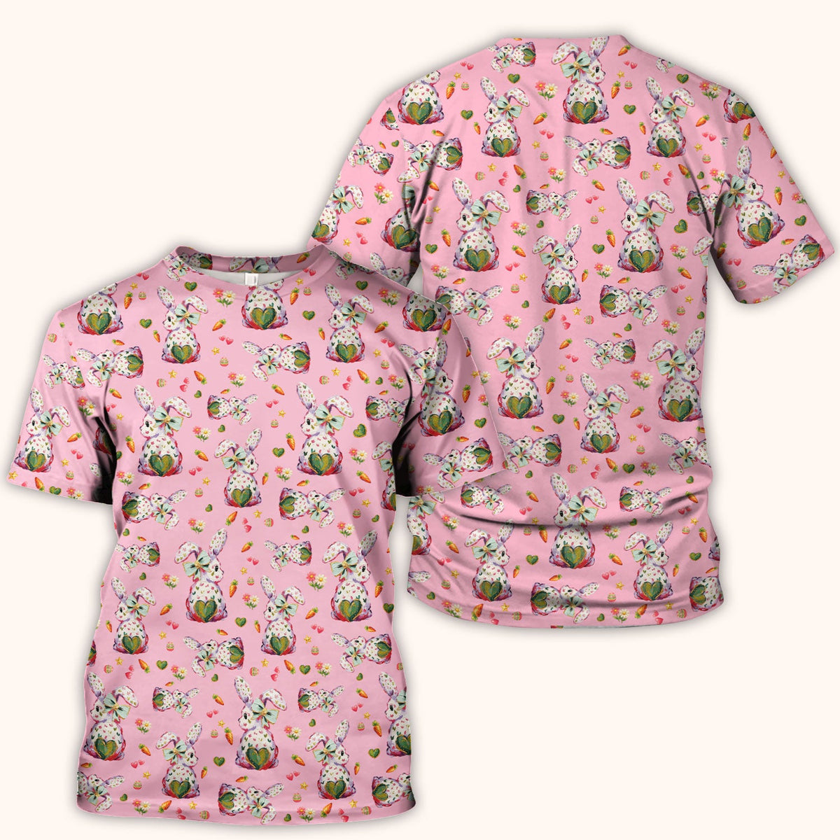 Cute Pastel Bunny Easter Pattern Scrub Top, Comfortable Scrubs for Nurses