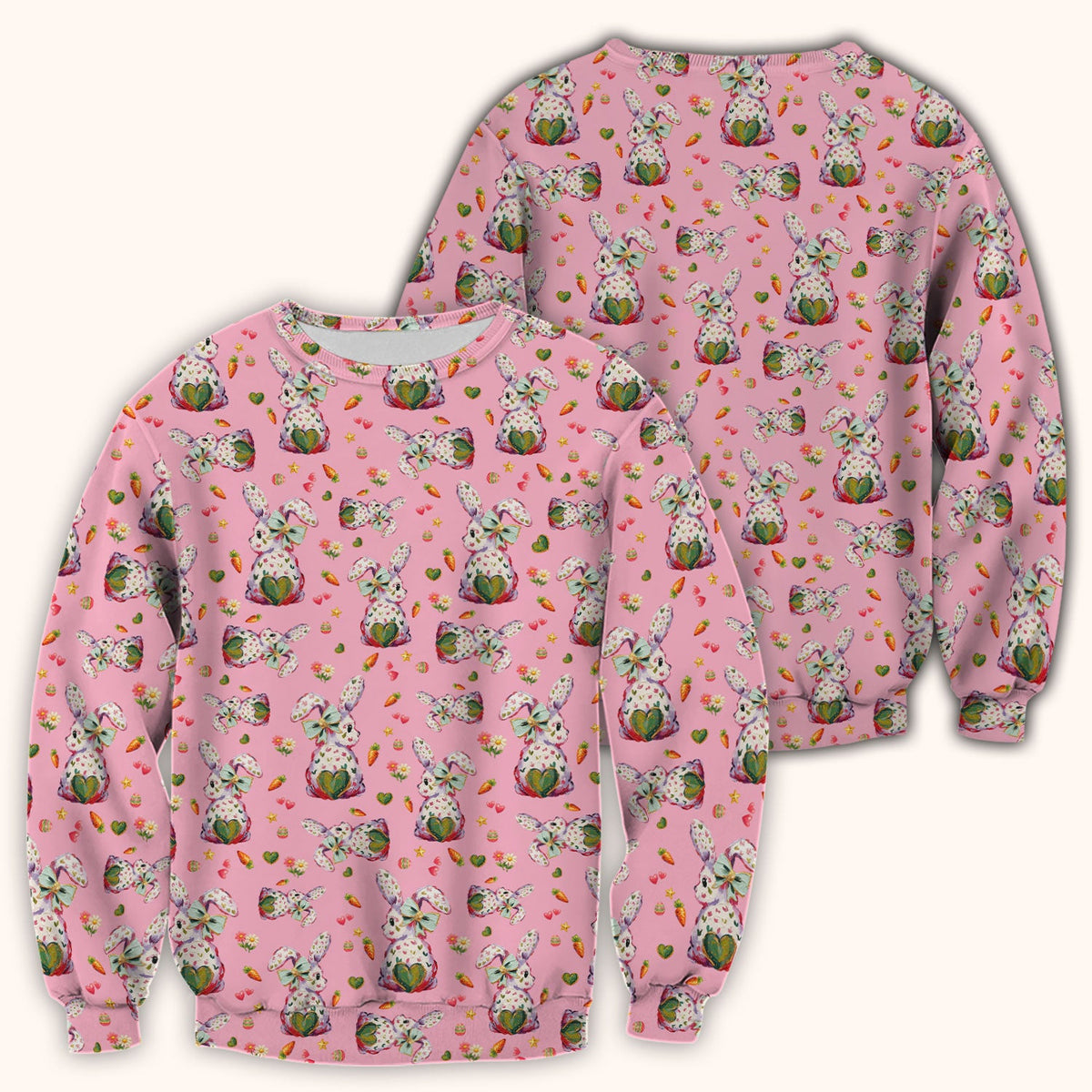 Cute Pastel Bunny Easter Pattern Scrub Top, Comfortable Scrubs for Nurses
