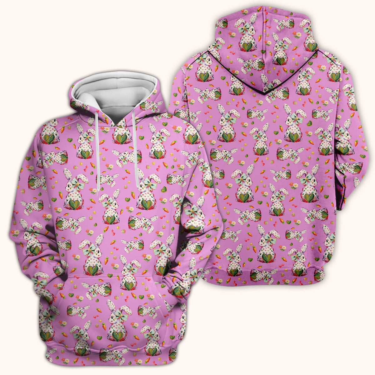 Cute Pastel Bunny Easter Pattern Scrub Top, Comfortable Scrubs for Nurses