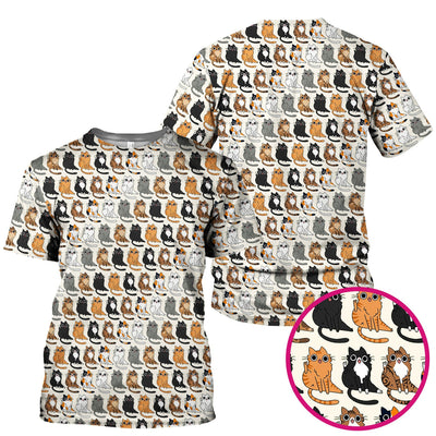 Cute Cartoon Cat Pattern Scrub Top, Comfortable Scrubs for Nurses