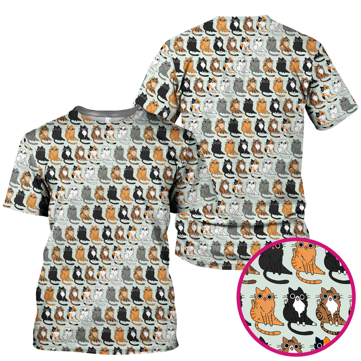 Cute Cartoon Cat Pattern Scrub Top, Comfortable Scrubs for Nurses