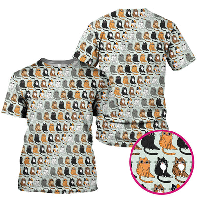 Cute Cartoon Cat Pattern Scrub Top, Comfortable Scrubs for Nurses