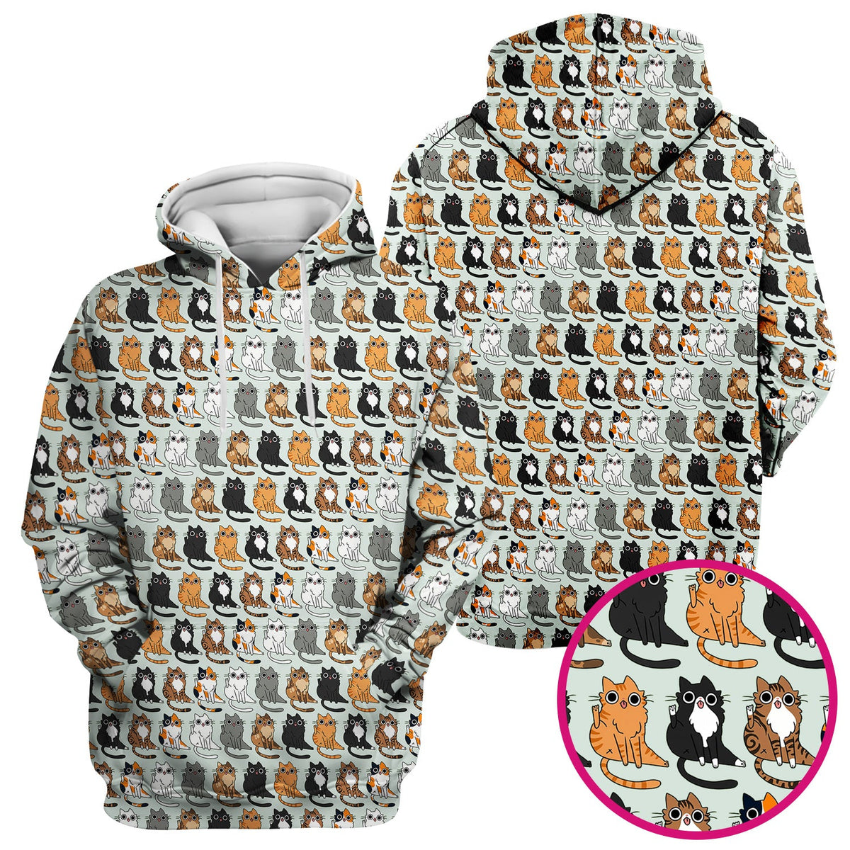 Cute Cartoon Cat Pattern Scrub Top, Comfortable Scrubs for Nurses