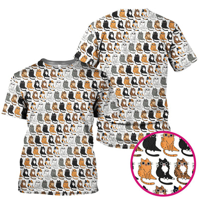 Cute Cartoon Cat Pattern Scrub Top, Comfortable Scrubs for Nurses