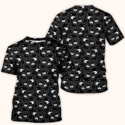 Dark Playful Cat Cartoon Pattern Scrub Top, Comfortable Scrubs for Nurses