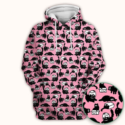 Dark Playful Cat Cartoon Pattern Scrub Top, Comfortable Scrubs for Nurses