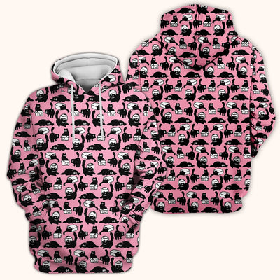 Dark Playful Cat Cartoon Pattern Scrub Top, Comfortable Scrubs for Nurses