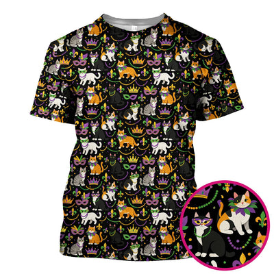 Cat Mardi Gras Nurse Scrub Top, Comfortable Uniform Scrubs For Nursing