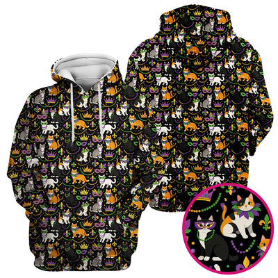 Cat Mardi Gras Nurse Scrub Top, Comfortable Uniform Scrubs For Nursing
