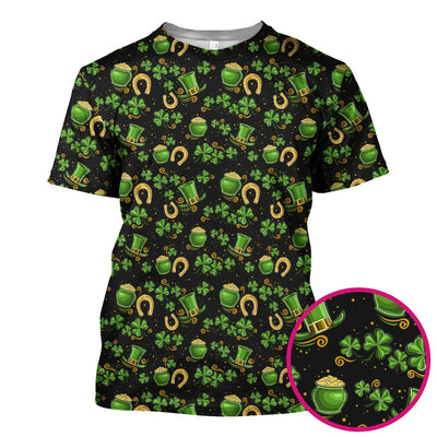 St. Patrick Shamrock Pattern Scrub Top, Comfortable Scrubs for Nurses