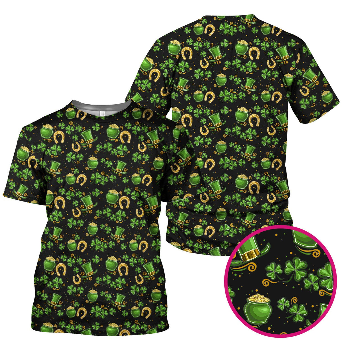 St. Patrick Shamrock Pattern Scrub Top, Comfortable Scrubs for Nurses