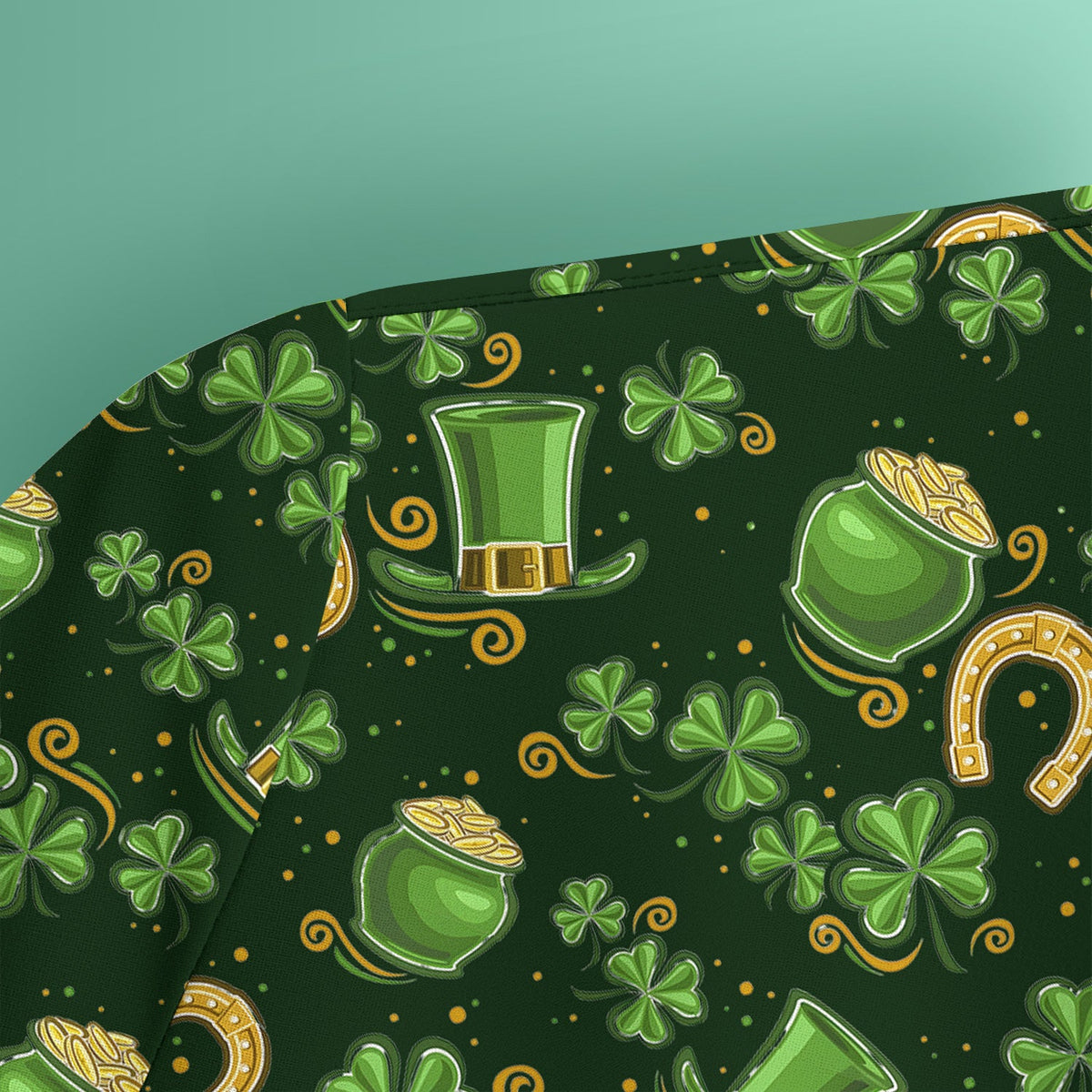 St. Patrick Shamrock Pattern Scrub Top, Comfortable Scrubs for Nurses