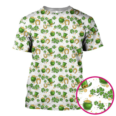 St. Patrick Shamrock Pattern Scrub Top, Comfortable Scrubs for Nurses