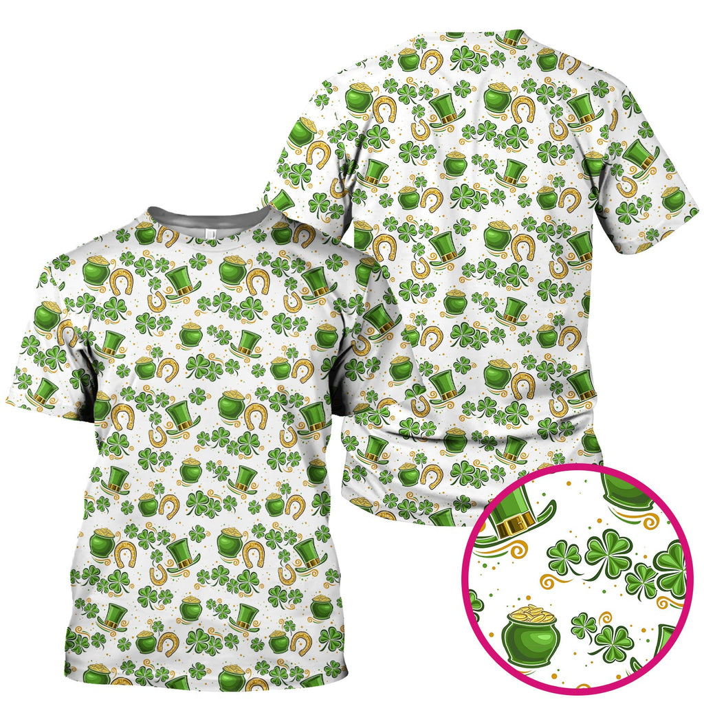 St. Patrick Shamrock Pattern Scrub Top, Comfortable Scrubs for Nurses