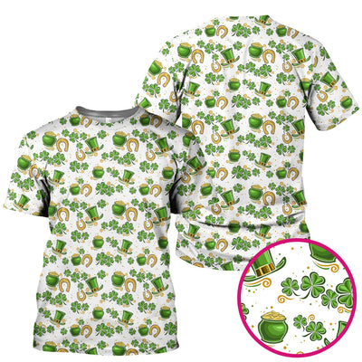 St. Patrick Shamrock Pattern Scrub Top, Comfortable Scrubs for Nurses