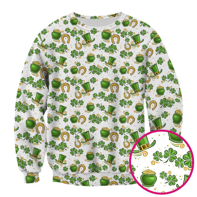 St. Patrick Shamrock Pattern Scrub Top, Comfortable Scrubs for Nurses
