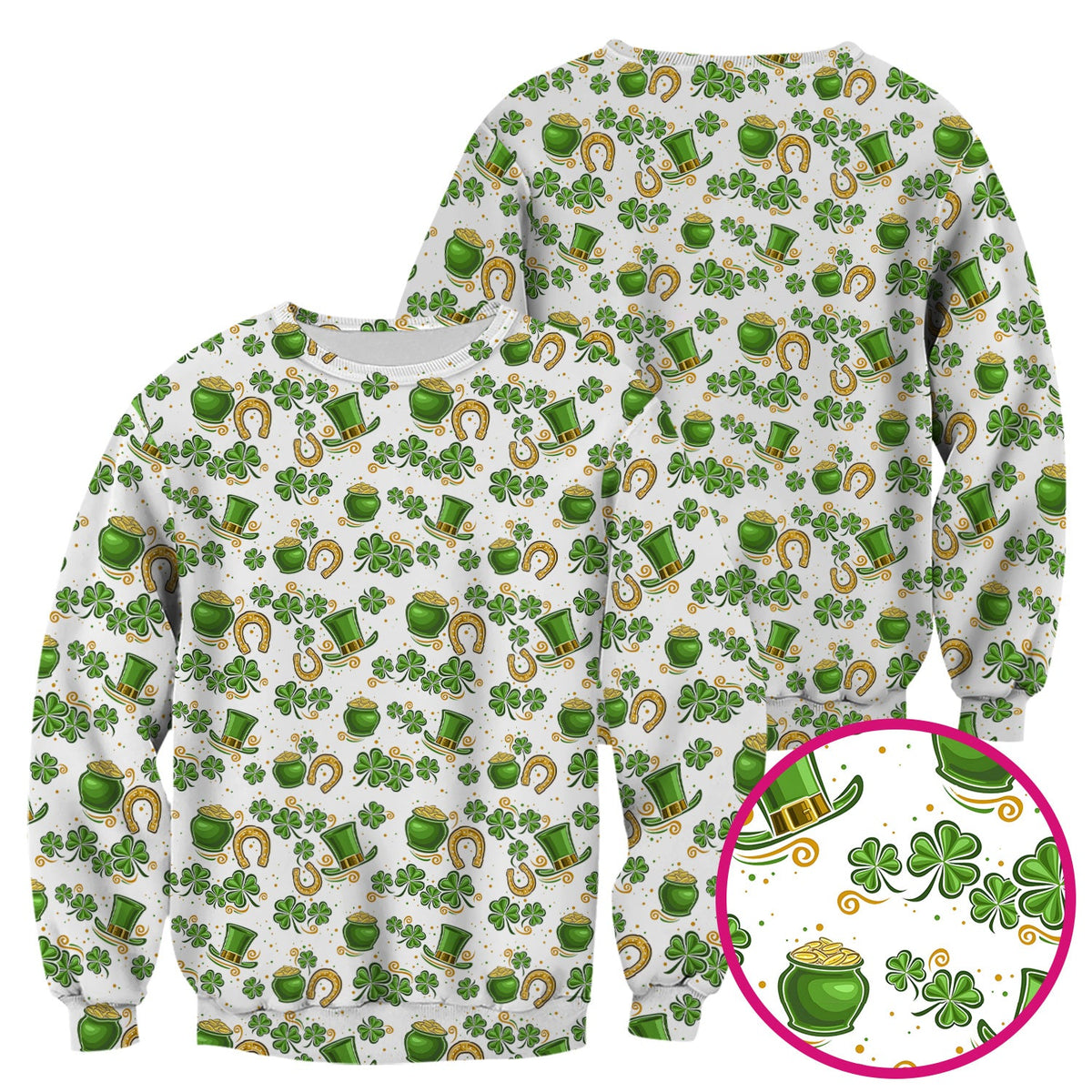 St. Patrick Shamrock Pattern Scrub Top, Comfortable Scrubs for Nurses