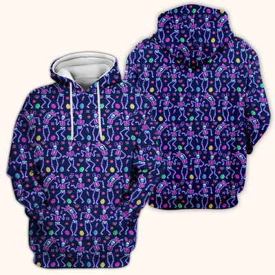 Neon Easter Skeleton Pattern Scrub Top, Comfortable Scrubs for Nurses