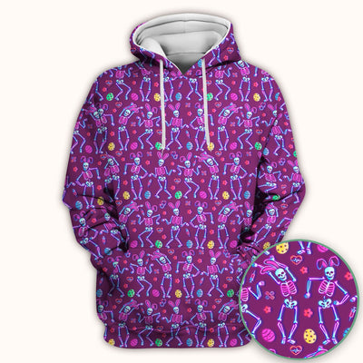 Neon Easter Skeleton Pattern Scrub Top, Comfortable Scrubs for Nurses