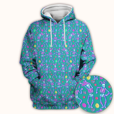 Neon Easter Skeleton Pattern Scrub Top, Comfortable Scrubs for Nurses