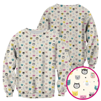 Cute Colorful Cat Pattern Scrub Top, Comfortable Scrubs for Nurses