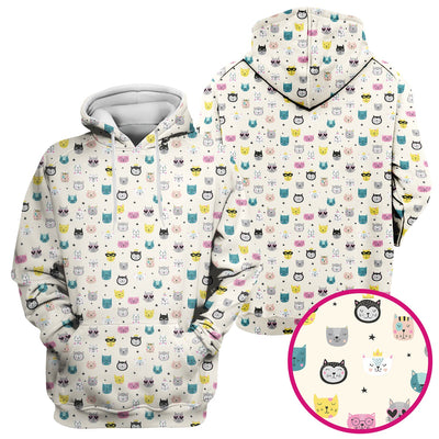 Cute Colorful Cat Pattern Scrub Top, Comfortable Scrubs for Nurses
