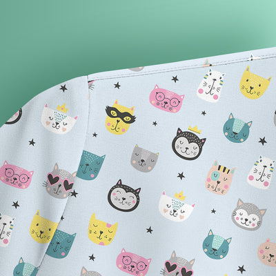 Cute Colorful Cat Pattern Scrub Top, Comfortable Scrubs for Nurses
