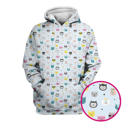 Cute Colorful Cat Pattern Scrub Top, Comfortable Scrubs for Nurses
