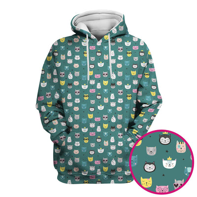 Cute Colorful Cat Pattern Scrub Top, Comfortable Scrubs for Nurses
