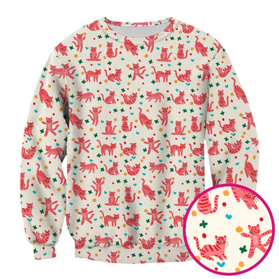 Cute Pink Cat Pattern Scrub Top, Comfortable Scrubs for Nurses